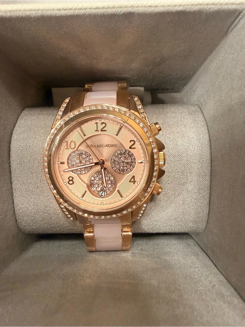 Michael Kors Rose Gold Watch with Blush Accents and Crystal Dial 39mm